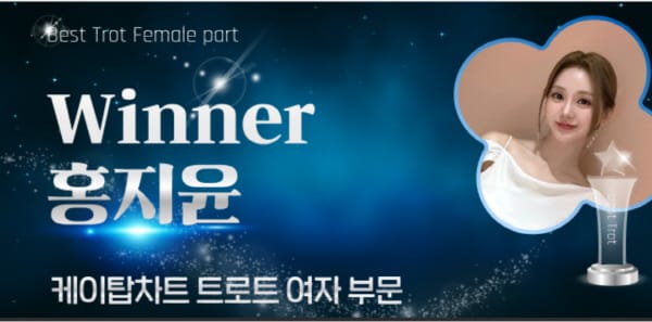 홍지윤, 'K탑스타' 여성 트로트 1위 재탈환...압도적 인기 입증